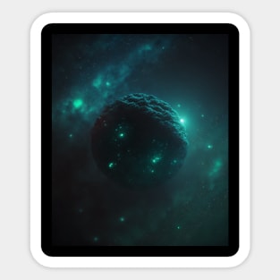 Universe, dark blue, green Sticker